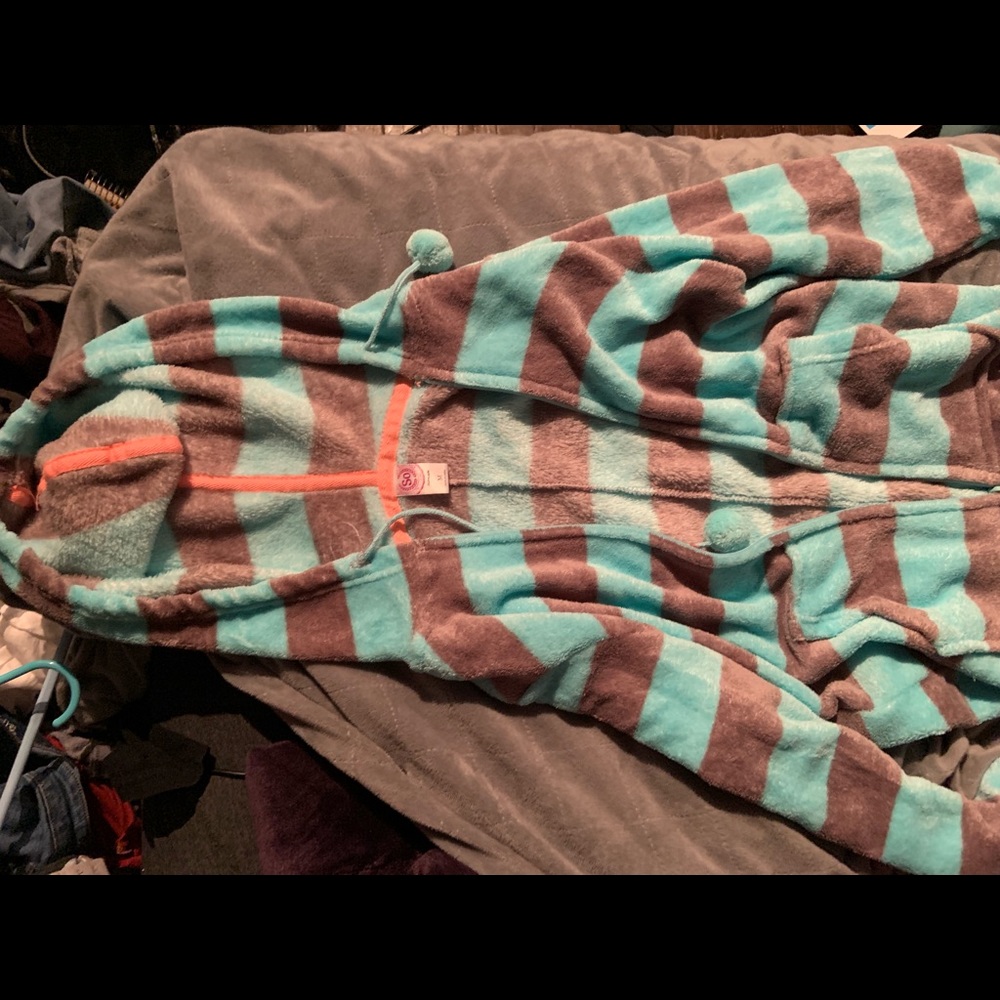 Onesie zip up  blue and grey pajamas